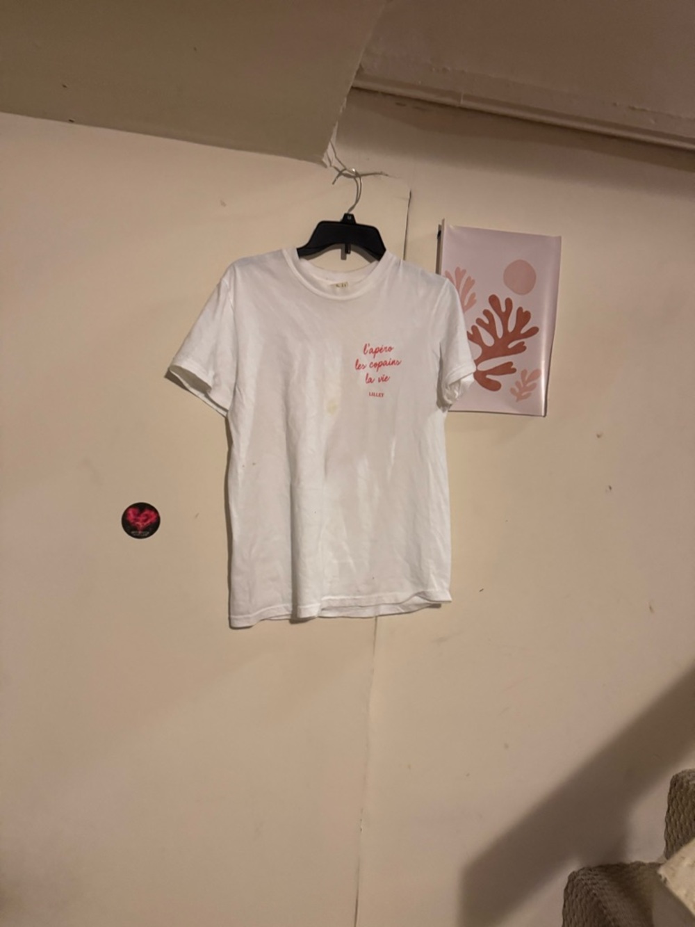 Comfort Colors White Tee with Red Chest Script
